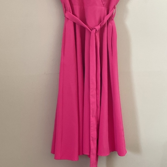 Black Halo - Pandora Faux Wrap Belted Hot Pink Dress - Picture 11 of 16